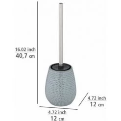 WENKO Porte Brosse WC Bellante, Support à Brosse WC (incluse), Céramique Haute Qualité, Tête De Brosse Interchangeable En Silicone Noir, Nettoyage Hygiénique, Ø 12 X 40,7 Cm, Bleu Clair -WENKO Soldes 55427558 4