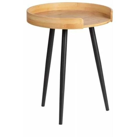 WENKO Petite Table Basse Ronde, Table D'appoint Bout De Canapé Bois, Pied Métal Noir, Bois Bambou, Ø 40 X 50 Cm, Marron - Noir 3 WENKO Petite Table Basse Ronde, Table D'appoint Bout De Canapé Bois, Pied Métal Noir, Bois Bambou, Ø 40 X 50 Cm, Marron - Noir