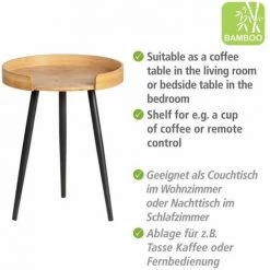 WENKO Petite Table Basse Ronde, Table D'appoint Bout De Canapé Bois, Pied Métal Noir, Bois Bambou, Ø 40 X 50 Cm, Marron - Noir 9 WENKO Petite Table Basse Ronde, Table D'appoint Bout De Canapé Bois, Pied Métal Noir, Bois Bambou, Ø 40 X 50 Cm, Marron - Noir -WENKO Soldes 55427560 3