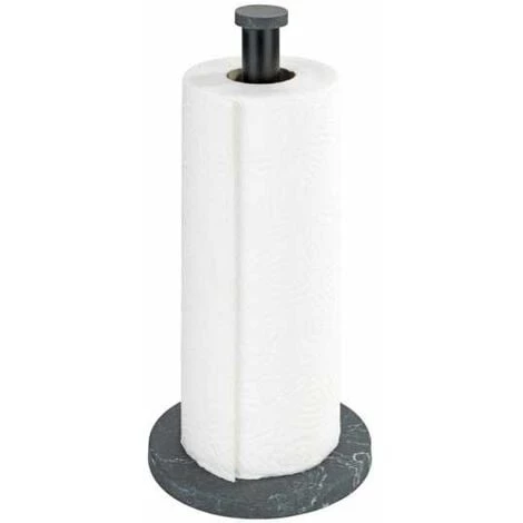 WENKO Porte Sopalin Pour La Cuisine Marbre, Porte Essuie Tout Sur Pied Au Visuel élégant Marbré Pour La Cuisine, Fond En Plastique Et Tige Métallique Noire, (l/p X H) : Ø 15 X 32 Cm, Noir 3 WENKO Porte Sopalin Pour La Cuisine Marbre, Porte Essuie Tout Sur Pied Au Visuel élégant Marbré Pour La Cuisine, Fond En Plastique Et Tige Métallique Noire, (l/p X H) : Ø 15 X 32 Cm, Noir
