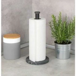 WENKO Porte Sopalin Pour La Cuisine Marbre, Porte Essuie Tout Sur Pied Au Visuel élégant Marbré Pour La Cuisine, Fond En Plastique Et Tige Métallique Noire, (l/p X H) : Ø 15 X 32 Cm, Noir 11 WENKO Porte Sopalin Pour La Cuisine Marbre, Porte Essuie Tout Sur Pied Au Visuel élégant Marbré Pour La Cuisine, Fond En Plastique Et Tige Métallique Noire, (l/p X H) : Ø 15 X 32 Cm, Noir -WENKO Soldes 55427561 5