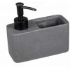 WENKO Distributeur De Produit Vaisselle Resa, Distributeur De Savon, Visuel Pierre Naturelle Avec Compartiment à éponge (incluse), Rechargeable, Contenance Env. 150 Ml, 14,5 X 14,3 X 6 Cm, Gris Foncé -WENKO Soldes 55427562 1