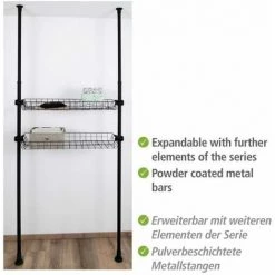 WENKO Panier Herkules, Pièce Détachée Pour Système De Rangement Télescopique Herkules, Lot De 2, Métal, 94x8x38 Cm, Noir 10 WENKO Panier Herkules, Pièce Détachée Pour Système De Rangement Télescopique Herkules, Lot De 2, Métal, 94x8x38 Cm, Noir -WENKO Soldes 55427565 4
