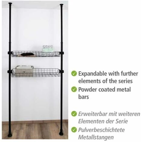 WENKO Panier Herkules, Pièce Détachée Pour Système De Rangement Télescopique Herkules, Lot De 2, Métal, 94x8x38 Cm, Noir 6 WENKO Panier Herkules, Pièce Détachée Pour Système De Rangement Télescopique Herkules, Lot De 2, Métal, 94x8x38 Cm, Noir – Image 4