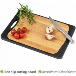 WENKO Planche à Découper Combi, Antidérapante Avec Un Côté En Plastique Antibactérien Pour Viande & Poisson Et Un Côté En Bambou & Plastique, Poignée & Sillon à Jus, 33 X 23 Cm, Noir/couleur Naturelle 10 WENKO Planche à Découper Combi, Antidérapante Avec Un Côté En Plastique Antibactérien Pour Viande & Poisson Et Un Côté En Bambou & Plastique, Poignée & Sillon à Jus, 33 X 23 Cm, Noir/couleur Naturelle -WENKO Soldes 55427567 4