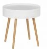 WENKO Table D'appoint Ronde Avec Rangement Finja, Bout De Canapé Rond Avec Tiroir, Pied Bambou Style Scandinave, MDF, Ø 49,5 X 51,5 Cm, Blanc -WENKO Soldes 55427571 1