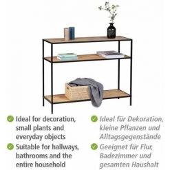 WENKO Table-console Geo, Design Loft, étagère-console Avec 3 étagères, Table En Bois De Pin Naturel Avec Cadre Métallique, Bureau Mural De Style Industriel, 100 X 80 X 35 Cm, Noir/marron -WENKO Soldes 55427572 3