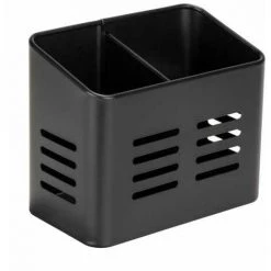 WENKO Panier à Couverts Baco, Corbeille Black Outdoor Kitchen En Métal Thermolaqué, Visuel élégant Noir Pour Le Rangement Des Couverts, Peut également Servir D'égouttoir à Couverts, 16 X 13,5 X 9 Cm