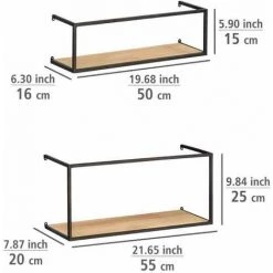 WENKO Étagère Murale Geo, Set De 2, Rangement Pour Bocaux De Conservation En Métal & Bois De Pin, Rangement De Bon Goût Au Design Industriel Pour L'ensemble Du Foyer Familial, 55 X 25 X 20 Cm & 55 X 16 X 15 Cm, Noir/marron 10 WENKO Étagère Murale Geo, Set De 2, Rangement Pour Bocaux De Conservation En Métal & Bois De Pin, Rangement De Bon Goût Au Design Industriel Pour L'ensemble Du Foyer Familial, 55 X 25 X 20 Cm & 55 X 16 X 15 Cm, Noir/marron -WENKO Soldes 55427575 4