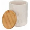 WENKO Boîte De Conservation Maya, Céramique Blanche Haute Qualité Avec Structure De Tissage, Lavable Au Lave-vaisselle, Couvercle En Bambou Certifié FSC® à Fermeture Hermétique, 400 Ml, Ø 9,5 X 12 Cm -WENKO Soldes 55427578 1