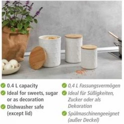 WENKO Boîte De Conservation Maya, Céramique Blanche Haute Qualité Avec Structure De Tissage, Lavable Au Lave-vaisselle, Couvercle En Bambou Certifié FSC® à Fermeture Hermétique, 400 Ml, Ø 9,5 X 12 Cm 9 WENKO Boîte De Conservation Maya, Céramique Blanche Haute Qualité Avec Structure De Tissage, Lavable Au Lave-vaisselle, Couvercle En Bambou Certifié FSC® à Fermeture Hermétique, 400 Ml, Ø 9,5 X 12 Cm -WENKO Soldes 55427578 3