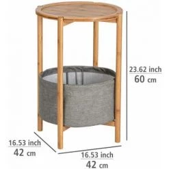 WENKO Table D'appoint Scandinave Avec Bac Rangement Tissu Bahari, Table De Nuit Dans Une Chambre, Bout De Canapé Et Tabouret Pour Plantes, Bambou, 42x60 Cm, Marron - Gris 11 WENKO Table D'appoint Scandinave Avec Bac Rangement Tissu Bahari, Table De Nuit Dans Une Chambre, Bout De Canapé Et Tabouret Pour Plantes, Bambou, 42x60 Cm, Marron - Gris -WENKO Soldes 55427579 5