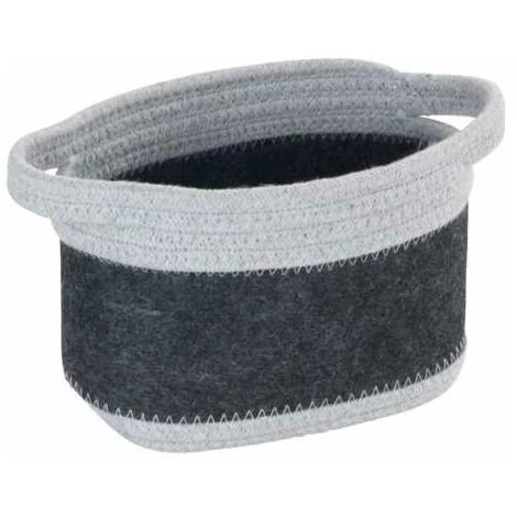 WENKO Corbeille En Feutre Bea S, Deux Anses Blanches, Fabriquée à Base De Feutre En Polyester Recyclé, Gris Foncé, Design Tissage Gris Clair, 80 % Polyester / 20 % Coton, 2,5 Litres, 18 X 13 X 12 Cm 3 WENKO Corbeille En Feutre Bea S, Deux Anses Blanches, Fabriquée à Base De Feutre En Polyester Recyclé, Gris Foncé, Design Tissage Gris Clair, 80 % Polyester / 20 % Coton, 2,5 Litres, 18 X 13 X 12 Cm