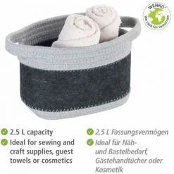 WENKO Corbeille En Feutre Bea S, Deux Anses Blanches, Fabriquée à Base De Feutre En Polyester Recyclé, Gris Foncé, Design Tissage Gris Clair, 80 % Polyester / 20 % Coton, 2,5 Litres, 18 X 13 X 12 Cm 9 WENKO Corbeille En Feutre Bea S, Deux Anses Blanches, Fabriquée à Base De Feutre En Polyester Recyclé, Gris Foncé, Design Tissage Gris Clair, 80 % Polyester / 20 % Coton, 2,5 Litres, 18 X 13 X 12 Cm -WENKO Soldes 55427584 3