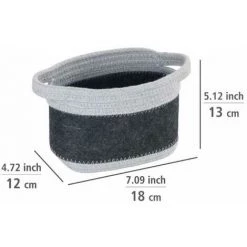 WENKO Corbeille En Feutre Bea S, Deux Anses Blanches, Fabriquée à Base De Feutre En Polyester Recyclé, Gris Foncé, Design Tissage Gris Clair, 80 % Polyester / 20 % Coton, 2,5 Litres, 18 X 13 X 12 Cm 10 WENKO Corbeille En Feutre Bea S, Deux Anses Blanches, Fabriquée à Base De Feutre En Polyester Recyclé, Gris Foncé, Design Tissage Gris Clair, 80 % Polyester / 20 % Coton, 2,5 Litres, 18 X 13 X 12 Cm -WENKO Soldes 55427584 4