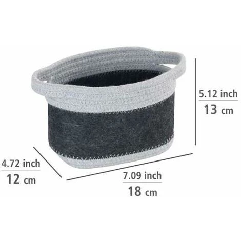 WENKO Corbeille En Feutre Bea S, Deux Anses Blanches, Fabriquée à Base De Feutre En Polyester Recyclé, Gris Foncé, Design Tissage Gris Clair, 80 % Polyester / 20 % Coton, 2,5 Litres, 18 X 13 X 12 Cm 6 WENKO Corbeille En Feutre Bea S, Deux Anses Blanches, Fabriquée à Base De Feutre En Polyester Recyclé, Gris Foncé, Design Tissage Gris Clair, 80 % Polyester / 20 % Coton, 2,5 Litres, 18 X 13 X 12 Cm – Image 4