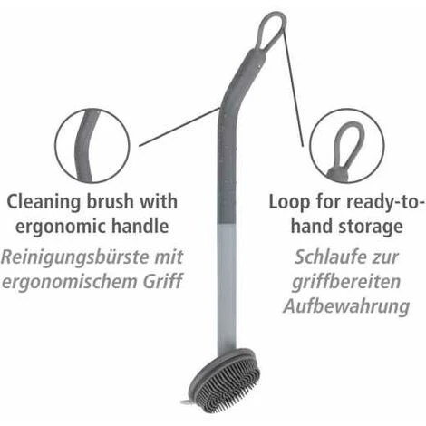 WENKO Brosse à Vaisselle Cuvo, En Plastique, Pour Nettoyer La Vaisselle, Poignée Ergonomique Et Racleur Pour Les Résidus Tenaces, Nettoyage Hygiénique, Lavable Au Lave-vaisselle, Ø 6 X 31 Cm, Gris 4 WENKO Brosse à Vaisselle Cuvo, En Plastique, Pour Nettoyer La Vaisselle, Poignée Ergonomique Et Racleur Pour Les Résidus Tenaces, Nettoyage Hygiénique, Lavable Au Lave-vaisselle, Ø 6 X 31 Cm, Gris – Image 2