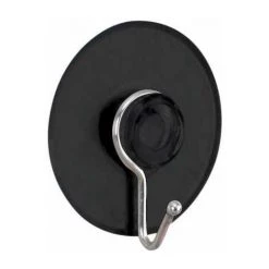 WENKO Crochet à Ventouse Nickel Noir, Kit De 4, Crochet à Ventouse Pratique, Fixation Sans Perçage, Pour Cuisine, Salle De Bain Et Maison, Humidifier L'arrière Et Fixer (l X H X P) 4,2 X 4,8 X 2 cm