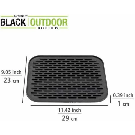 WENKO Support En Silicone, Black Outdoor Kitchen, Résistant à La Chaleur, Utilisation Polyvalente Comme Tapis D'égouttage Ou Support à Vaisselle, Lavable Au Lave-vaisselle, 29 X 1 X 23 Cm 6 WENKO Support En Silicone, Black Outdoor Kitchen, Résistant à La Chaleur, Utilisation Polyvalente Comme Tapis D'égouttage Ou Support à Vaisselle, Lavable Au Lave-vaisselle, 29 X 1 X 23 Cm – Image 4