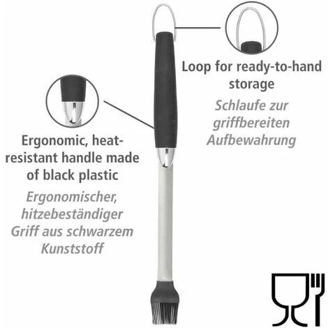 WENKO Pinceau BBQ En Silicone, Pinceau Black Outdoor Kitchen En Silicone Noir & En Acier Inoxydable Avec Poignée Résistante à La Chaleur En Plastique TPR, Lavable Au Lave-vaisselle, 4,2 X 43 X 2,4 Cm 4 WENKO Pinceau BBQ En Silicone, Pinceau Black Outdoor Kitchen En Silicone Noir & En Acier Inoxydable Avec Poignée Résistante à La Chaleur En Plastique TPR, Lavable Au Lave-vaisselle, 4,2 X 43 X 2,4 Cm – Image 2