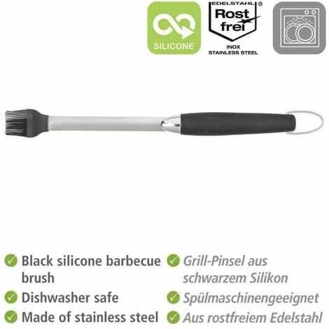 WENKO Pinceau BBQ En Silicone, Pinceau Black Outdoor Kitchen En Silicone Noir & En Acier Inoxydable Avec Poignée Résistante à La Chaleur En Plastique TPR, Lavable Au Lave-vaisselle, 4,2 X 43 X 2,4 Cm 5 WENKO Pinceau BBQ En Silicone, Pinceau Black Outdoor Kitchen En Silicone Noir & En Acier Inoxydable Avec Poignée Résistante à La Chaleur En Plastique TPR, Lavable Au Lave-vaisselle, 4,2 X 43 X 2,4 Cm – Image 3