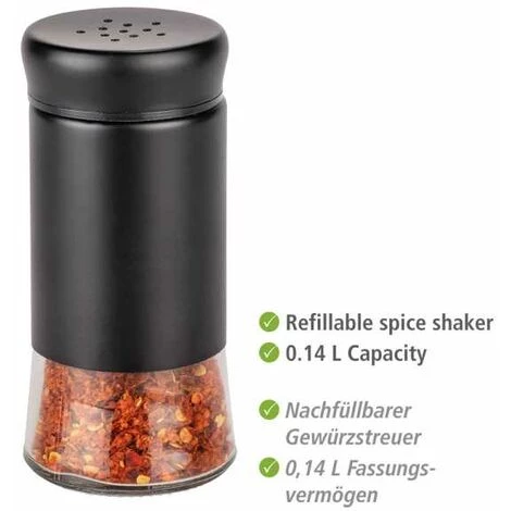 WENKO Saupoudreuse à épices En Verre Boga, Accessoire Pour Grill Avec Saupoudreuse Black Outdoor Kitchen, Contenance 0,14 L Pour Condiments, Pot En Verre Avec Couvercle Plastique Noir, Ø 5 X 11,5 Cm 5 WENKO Saupoudreuse à épices En Verre Boga, Accessoire Pour Grill Avec Saupoudreuse Black Outdoor Kitchen, Contenance 0,14 L Pour Condiments, Pot En Verre Avec Couvercle Plastique Noir, Ø 5 X 11,5 Cm – Image 3