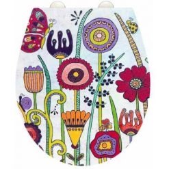 WENKO Abattant WC Avec Frein De Chute Rollin'Art, Abattant WC "full Bloom", Surface En Relief, Fixation En Acier Inoxydable, En Duroplast Antibactérien, 38 X 44,5 Cm.