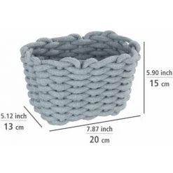 WENKO Panier De Rangement Tia S, Corbeille De Bain Haute Qualité En Corde De Coton Tissée D'un Gris Nordique, Rangement & Organisation, 20 X 13 X 15 Cm, Fabriqué à Base De Produits Textiles Variables 10 WENKO Panier De Rangement Tia S, Corbeille De Bain Haute Qualité En Corde De Coton Tissée D'un Gris Nordique, Rangement & Organisation, 20 X 13 X 15 Cm, Fabriqué à Base De Produits Textiles Variables -WENKO Soldes 55427601 4