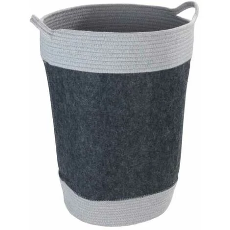 WENKO Panier à Linge En Feutre Bea 75L Gris, Corbeille à Linge Avec Deux Anses Blanches, Volume 75 L, Fabriqué à Base De Feutre En Polyester Recyclé Gris, Design Tissage Blanc, Ø 38 X 55 Cm 3 WENKO Panier à Linge En Feutre Bea 75L Gris, Corbeille à Linge Avec Deux Anses Blanches, Volume 75 L, Fabriqué à Base De Feutre En Polyester Recyclé Gris, Design Tissage Blanc, Ø 38 X 55 Cm