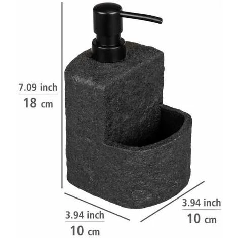 WENKO Distributeur De Liquide Vaisselle Festival Siena, Distributeur De Savon, Céramique Haute Qualité Agréable Au Toucher, Avec Compartiment à éponge, Contenance 380 Ml, 10 X 18 X 10 Cm, Béton 5 WENKO Distributeur De Liquide Vaisselle Festival Siena, Distributeur De Savon, Céramique Haute Qualité Agréable Au Toucher, Avec Compartiment à éponge, Contenance 380 Ml, 10 X 18 X 10 Cm, Béton – Image 3
