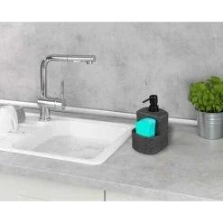WENKO Distributeur De Liquide Vaisselle Festival Siena, Distributeur De Savon, Céramique Haute Qualité Agréable Au Toucher, Avec Compartiment à éponge, Contenance 380 Ml, 10 X 18 X 10 Cm, Béton 11 WENKO Distributeur De Liquide Vaisselle Festival Siena, Distributeur De Savon, Céramique Haute Qualité Agréable Au Toucher, Avec Compartiment à éponge, Contenance 380 Ml, 10 X 18 X 10 Cm, Béton -WENKO Soldes 55427608 5