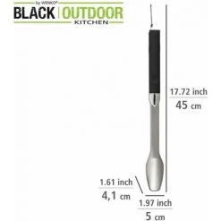WENKO Pince BBQ, Pince Black Outdoor Kitchen Pour Grillades Acier Inoxydable Avec Mécanisme De Pose, Poignée Ergonomique En Plastique Noir, Pince à Grillades Lavable Au Lave-vaisselle, 5 X 45 X 4,1 Cm -WENKO Soldes 55427611 4