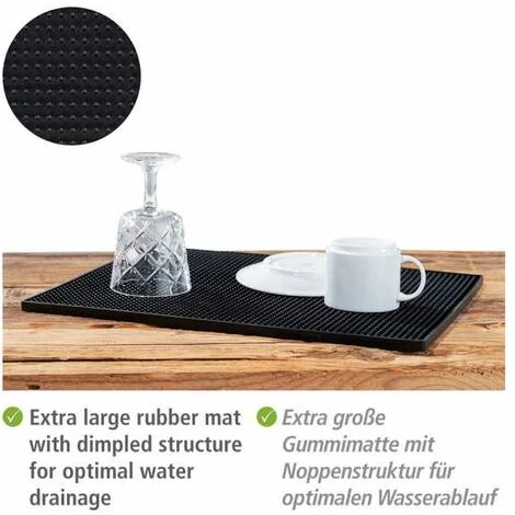 WENKO Tapis égouttoir Pour La Vaisselle Maxi, En Caoutchouc De Haute Qualité, Extra Large Avec Structure à Picots Pour Séchage De Vaisselle & Verres, Lavable Au Lave-vaisselle, 40 X 30 Cm, Noir 4 WENKO Tapis égouttoir Pour La Vaisselle Maxi, En Caoutchouc De Haute Qualité, Extra Large Avec Structure à Picots Pour Séchage De Vaisselle & Verres, Lavable Au Lave-vaisselle, 40 X 30 Cm, Noir – Image 2