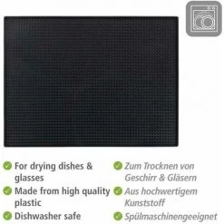 WENKO Tapis égouttoir Pour La Vaisselle Maxi, En Caoutchouc De Haute Qualité, Extra Large Avec Structure à Picots Pour Séchage De Vaisselle & Verres, Lavable Au Lave-vaisselle, 40 X 30 Cm, Noir 10 WENKO Tapis égouttoir Pour La Vaisselle Maxi, En Caoutchouc De Haute Qualité, Extra Large Avec Structure à Picots Pour Séchage De Vaisselle & Verres, Lavable Au Lave-vaisselle, 40 X 30 Cm, Noir -WENKO Soldes 55427612 4