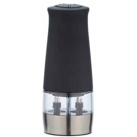 WENKO Moulin à Sel & Poivre, Moulin à Condiments Black Outdoor Kitchen à 2 Compartiments Séparés Sel / Poivre, éclairage Led Et Mécanisme De Broyage, Utilisation Facile Par Pression, 7 X 17,5 X 6 Cm 3 WENKO Moulin à Sel & Poivre, Moulin à Condiments Black Outdoor Kitchen à 2 Compartiments Séparés Sel / Poivre, éclairage Led Et Mécanisme De Broyage, Utilisation Facile Par Pression, 7 X 17,5 X 6 Cm