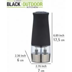 WENKO Moulin à Sel & Poivre, Moulin à Condiments Black Outdoor Kitchen à 2 Compartiments Séparés Sel / Poivre, éclairage Led Et Mécanisme De Broyage, Utilisation Facile Par Pression, 7 X 17,5 X 6 Cm 10 WENKO Moulin à Sel & Poivre, Moulin à Condiments Black Outdoor Kitchen à 2 Compartiments Séparés Sel / Poivre, éclairage Led Et Mécanisme De Broyage, Utilisation Facile Par Pression, 7 X 17,5 X 6 Cm -WENKO Soldes 55427614 4