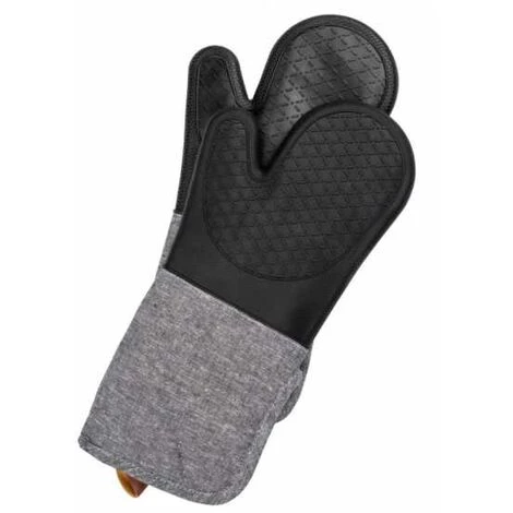 WENKO Gants De Cuisine Pour Grill Ada, Kit De 2 Avec Surface Des Paumes En Silicone, Protection Fiable Grâce Aux Manches Extra-longues, Agréables à Porter & Nettoyage Facile, 18 X 38 X 2 Cm, Noir/gris 3 WENKO Gants De Cuisine Pour Grill Ada, Kit De 2 Avec Surface Des Paumes En Silicone, Protection Fiable Grâce Aux Manches Extra-longues, Agréables à Porter & Nettoyage Facile, 18 X 38 X 2 Cm, Noir/gris