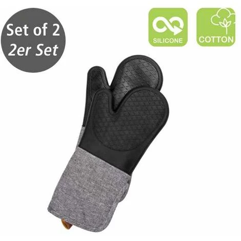 WENKO Gants De Cuisine Pour Grill Ada, Kit De 2 Avec Surface Des Paumes En Silicone, Protection Fiable Grâce Aux Manches Extra-longues, Agréables à Porter & Nettoyage Facile, 18 X 38 X 2 Cm, Noir/gris 4 WENKO Gants De Cuisine Pour Grill Ada, Kit De 2 Avec Surface Des Paumes En Silicone, Protection Fiable Grâce Aux Manches Extra-longues, Agréables à Porter & Nettoyage Facile, 18 X 38 X 2 Cm, Noir/gris – Image 2
