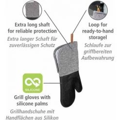 WENKO Gants De Cuisine Pour Grill Ada, Kit De 2 Avec Surface Des Paumes En Silicone, Protection Fiable Grâce Aux Manches Extra-longues, Agréables à Porter & Nettoyage Facile, 18 X 38 X 2 Cm, Noir/gris 9 WENKO Gants De Cuisine Pour Grill Ada, Kit De 2 Avec Surface Des Paumes En Silicone, Protection Fiable Grâce Aux Manches Extra-longues, Agréables à Porter & Nettoyage Facile, 18 X 38 X 2 Cm, Noir/gris -WENKO Soldes 55427615 3