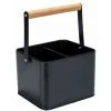 WENKO Corbeille à Ustensiles Baco, Accessoire Black Outdoor Kitchen, Panier De Transport Robuste, Métal Thermolaqué Noir, Poignées Flexibles En Bois, Pour Le Transport De Sauces, 18 X 25,5 X 15 Cm -WENKO Soldes 55427616 1