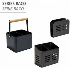 WENKO Corbeille à Ustensiles Baco, Accessoire Black Outdoor Kitchen, Panier De Transport Robuste, Métal Thermolaqué Noir, Poignées Flexibles En Bois, Pour Le Transport De Sauces, 18 X 25,5 X 15 Cm 11 WENKO Corbeille à Ustensiles Baco, Accessoire Black Outdoor Kitchen, Panier De Transport Robuste, Métal Thermolaqué Noir, Poignées Flexibles En Bois, Pour Le Transport De Sauces, 18 X 25,5 X 15 Cm -WENKO Soldes 55427616 5