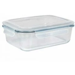 WENKO Boîte De Conservation Fraicheur Pacu 1,5 L En Verre, étanche, Avec Couvercle Et Joint En Silicone Pour Conserver Hermétiquement Au Réfrigérateur, Compacte, Empilable, 23 X 7,5 X 17 Cm