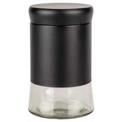 WENKO Pot De Conservation En Verre Boga, Contenance 600 Ml, Boîte Black Outdoor Kitchen Avec Couvercle En Plastique à Visser En Acier Inoxydable Et Verre, Pour Conserver Des Condiments, Ø 9 X 15 Cm