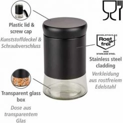WENKO Pot De Conservation En Verre Boga, Contenance 600 Ml, Boîte Black Outdoor Kitchen Avec Couvercle En Plastique à Visser En Acier Inoxydable Et Verre, Pour Conserver Des Condiments, Ø 9 X 15 Cm 8 WENKO Pot De Conservation En Verre Boga, Contenance 600 Ml, Boîte Black Outdoor Kitchen Avec Couvercle En Plastique à Visser En Acier Inoxydable Et Verre, Pour Conserver Des Condiments, Ø 9 X 15 Cm -WENKO Soldes 55427619 2