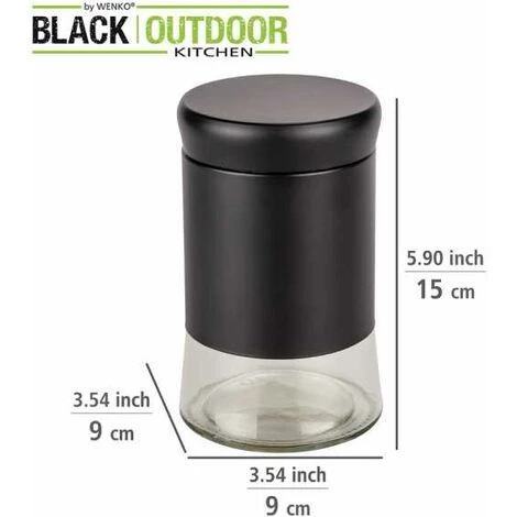 WENKO Pot De Conservation En Verre Boga, Contenance 600 Ml, Boîte Black Outdoor Kitchen Avec Couvercle En Plastique à Visser En Acier Inoxydable Et Verre, Pour Conserver Des Condiments, Ø 9 X 15 Cm 6 WENKO Pot De Conservation En Verre Boga, Contenance 600 Ml, Boîte Black Outdoor Kitchen Avec Couvercle En Plastique à Visser En Acier Inoxydable Et Verre, Pour Conserver Des Condiments, Ø 9 X 15 Cm – Image 4