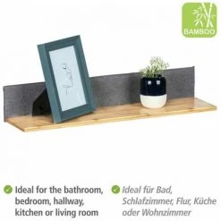 WENKO Etagère Murale Bois Bahari, étagère Murale Style Scandinave Pour La Bibliothèque, Le Salon, La Chambre, Bambou - Polyester, 60x10x15 Cm, Marron - Gris 9 WENKO Etagère Murale Bois Bahari, étagère Murale Style Scandinave Pour La Bibliothèque, Le Salon, La Chambre, Bambou - Polyester, 60x10x15 Cm, Marron - Gris -WENKO Soldes 55427621 3