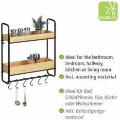 WENKO Etagère Murale Industrielle Loft, étagère Murale Bois Acier Noir, 2 Plateaux Avec Crochet De Suspension Cuisine, Bois - Métal, 48x52x15 Cm, Marron - Noir 9 WENKO Etagère Murale Industrielle Loft, étagère Murale Bois Acier Noir, 2 Plateaux Avec Crochet De Suspension Cuisine, Bois - Métal, 48x52x15 Cm, Marron - Noir -WENKO Soldes 55427623 3