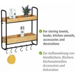 WENKO Etagère Murale Industrielle Loft, étagère Murale Bois Acier Noir, 2 Plateaux Avec Crochet De Suspension Cuisine, Bois - Métal, 48x52x15 Cm, Marron - Noir 10 WENKO Etagère Murale Industrielle Loft, étagère Murale Bois Acier Noir, 2 Plateaux Avec Crochet De Suspension Cuisine, Bois - Métal, 48x52x15 Cm, Marron - Noir -WENKO Soldes 55427623 4