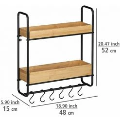 WENKO Etagère Murale Industrielle Loft, étagère Murale Bois Acier Noir, 2 Plateaux Avec Crochet De Suspension Cuisine, Bois - Métal, 48x52x15 Cm, Marron - Noir 11 WENKO Etagère Murale Industrielle Loft, étagère Murale Bois Acier Noir, 2 Plateaux Avec Crochet De Suspension Cuisine, Bois - Métal, 48x52x15 Cm, Marron - Noir -WENKO Soldes 55427623 5
