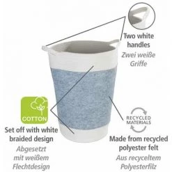 WENKO Panier à Linge En Feutre Bea, Corbeille à Linge Avec Deux Anses Blanches, Volume 75 L, Fabriqué à Base De Feutre En Polyester Recyclé Gris Clair, Design Tissage Blanc, Ø 38 X 55 Cm 8 WENKO Panier à Linge En Feutre Bea, Corbeille à Linge Avec Deux Anses Blanches, Volume 75 L, Fabriqué à Base De Feutre En Polyester Recyclé Gris Clair, Design Tissage Blanc, Ø 38 X 55 Cm -WENKO Soldes 55427624 2